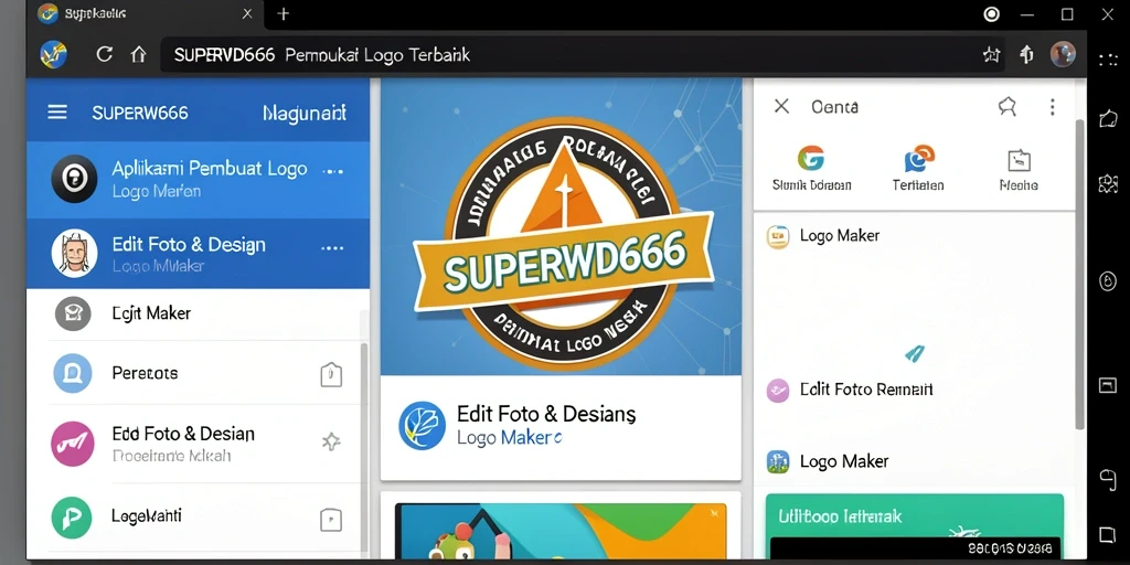 Tampilan antarmuka SUPERWD666 yang ramah pengguna untuk pembuatan logo.