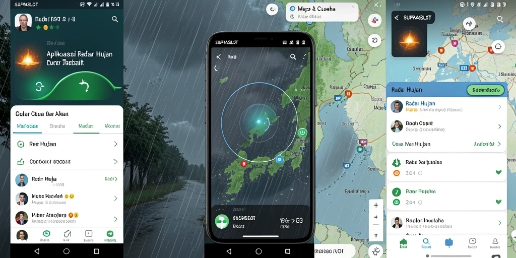 Tampilan antarmuka utama SUPRASLOT dengan fitur radar hujan.