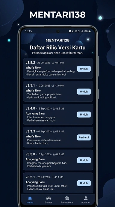 Riwayat Versi Aplikasi Mentari138 untuk Android